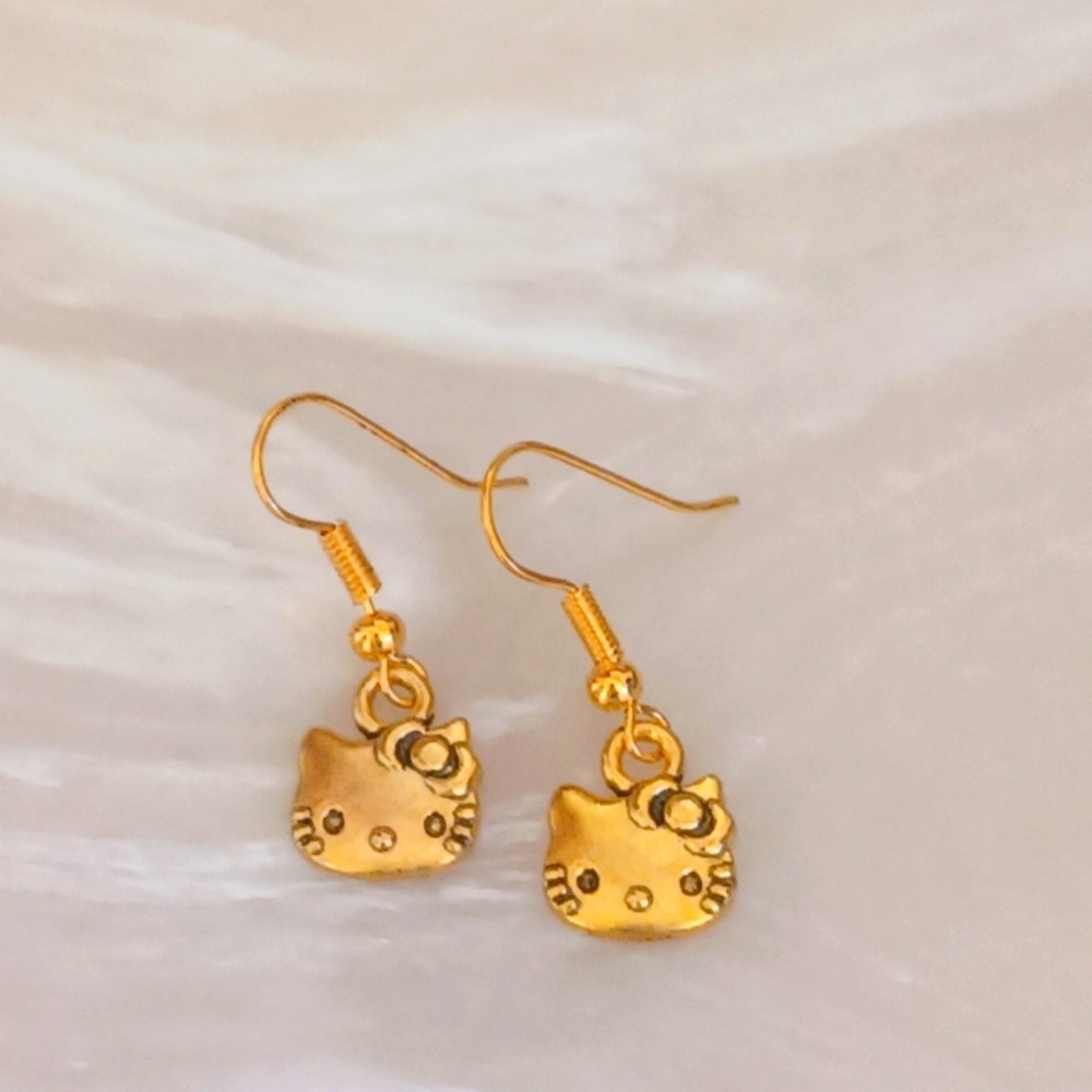Dainty Sanrio Gold Hello Kitty Handmade Earrings